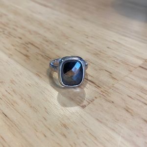 James Avery smokey quartz gemstone ring. Silver band